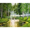 Natural scenery river and forest and red-crowned crane picture oil painting by numbers diy for adults and kids living room decor