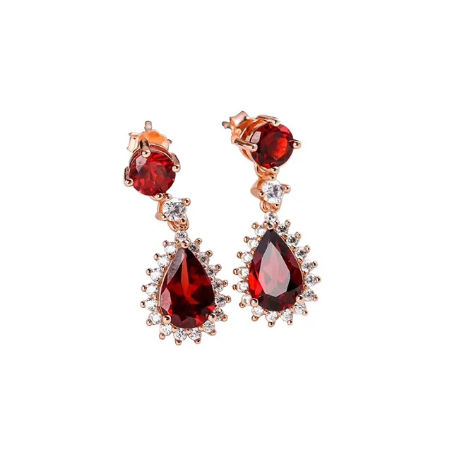 

wholesale trendy red garnet crystal 925 silver jewelry natural gemstone earrings