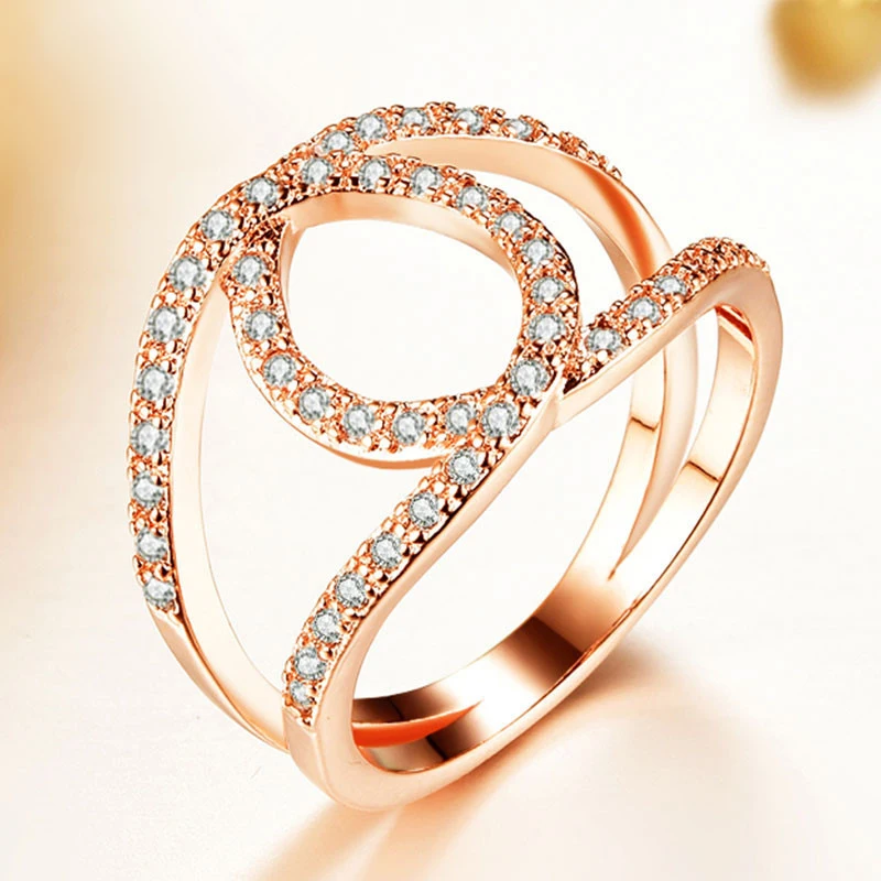 

Hainon gold jewelry Hollow cross white diamond drill bit engagement ring women rose gold fashion jewelry 2018 rings wholesale, Picture