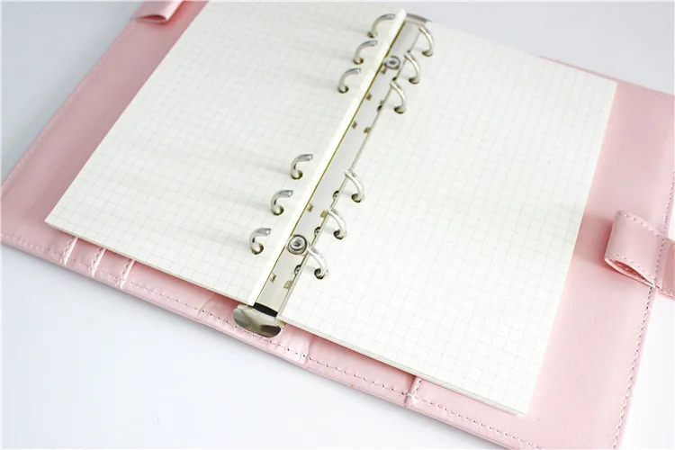 Stock A5 A6 Pu Leather Journal 6 Ring Binder Planner Cover Budget