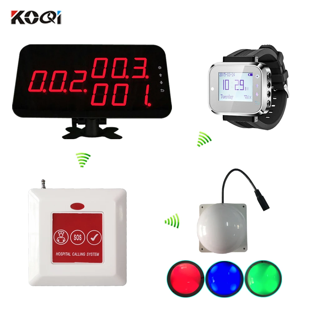 

Patient Call Buzzer System Wireless Nurse Call Light For Hospital Clinic With Alert Sound(1display 3watch 1light 10button)