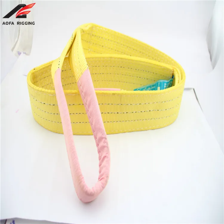 high quality tenacity flat rope polyester heavy duty 20 ton color code double ply webbing sling belt