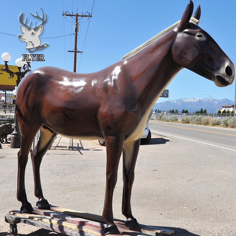 life size wooden horse statue