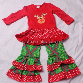 Sue Lucky Christmas Boutique Outfits Red Dress With Deer's Head SUE LUCKY christmas Boutique outfits red dress with deer's head designs embroidery bali clothing wholesale - Sue Lucky Christmas Boutique Outfits Red Dress With Deer's Head