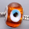 Large Hole Evil eye silver plated core lampwork glass beads for bracelets Jewelry