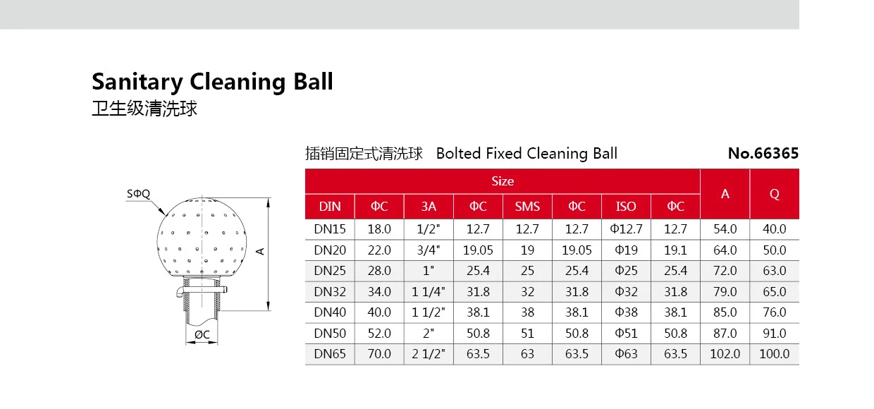 Cleaning equipment Sanitary Bolted Fixed Cleaning Ball Spray Ball For Tank