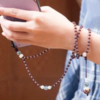 

Guangzhou manufacturer garnet bracelet neck lanyard beaded mobile phone straps for mobiles /cards keys