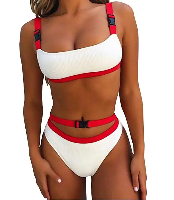 

2 Pieces Sets Women Push up Swimsuit High Cut Bandage Bathing Suit Bikini Swimwear, Picture