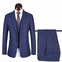 

Latest Design Tweed Slim Fit 3 Piece Checked Coat Pant Men Suit Tweed Suit For Men