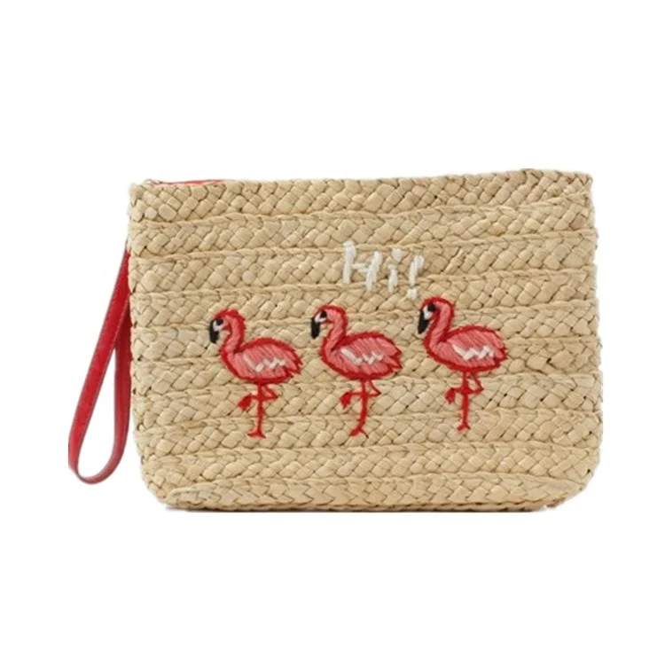

Cartoon Embroidery Raffia Straw Summer Wallet and Purses Bag for Girls