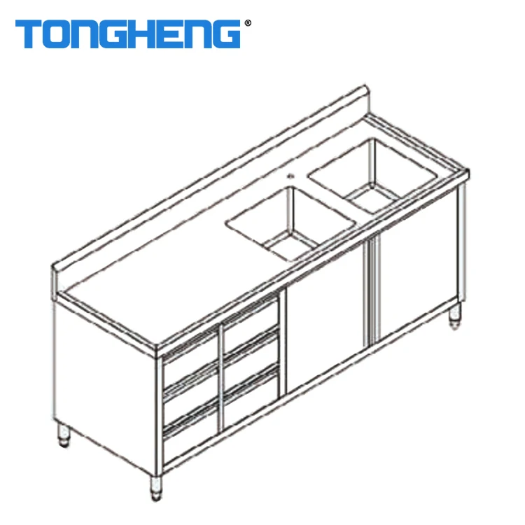 Commercial Restaurant Used Stainless Steel Kitchen Cabinet With Bowl Sink