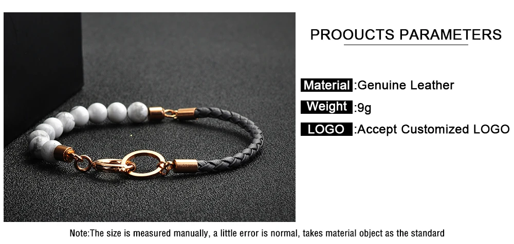 Ladies Fashion New Design Braided Black Leather Tiger Eye Stone Bead Gemstone Bracelet For Women