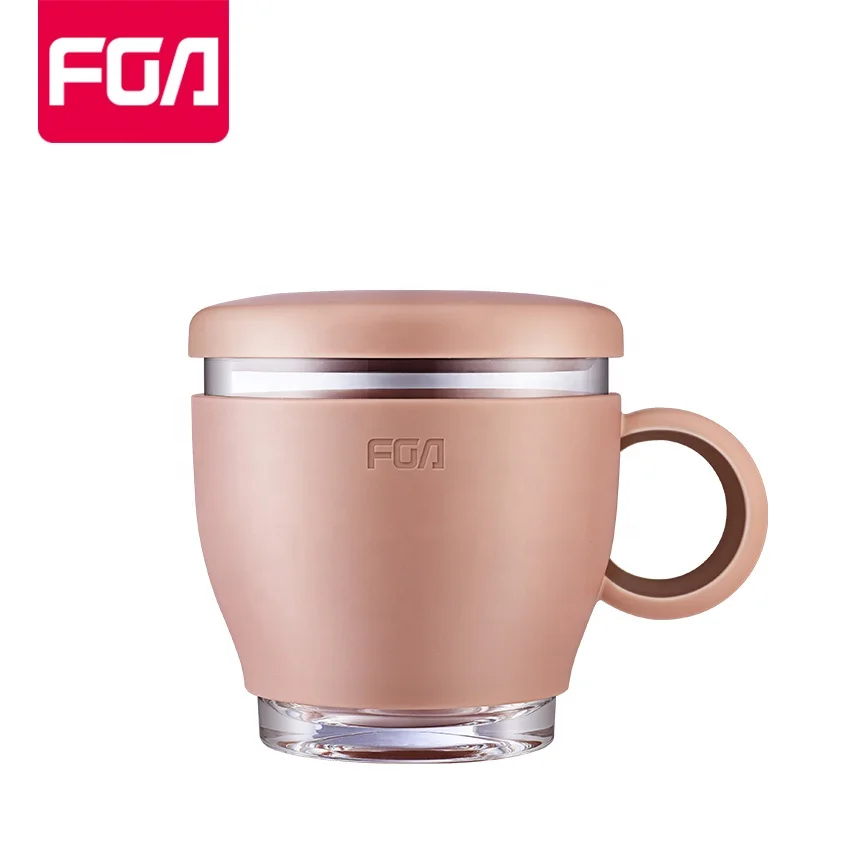 FGA logo printed handle glass coffee cup household coffee mugs with silicone lids