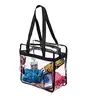 Promotional Compliant Clear Stadium Security Zippered ShoulderTravel Gym PVC Tote Bags with External Pocket