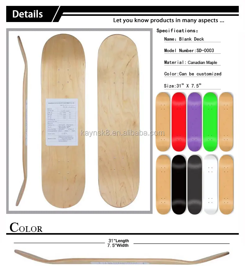 100 Canadian Hard Rock Maple Wood Deck,Blank Skateboard Deck Wholesale