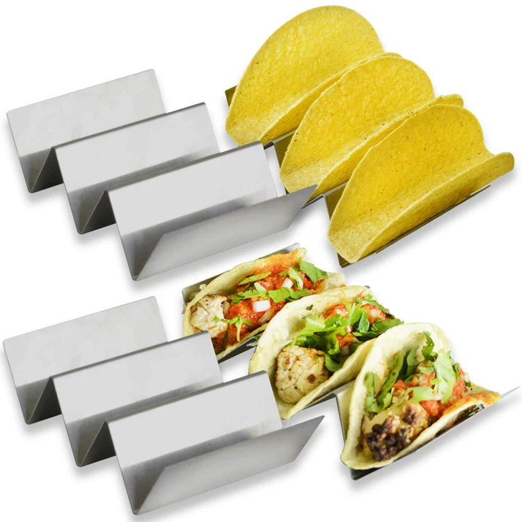 

Easy to Pack Kid Friendly Reusable Metal Taco Stand Holder Plate