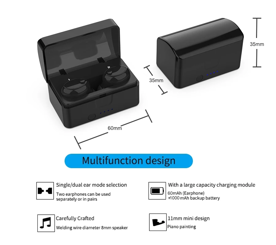 Hot New Products in-ear wireless earbuds long distance bluetooth 5.0 earphone with charging case - ANKUX.COM
