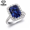 wholesale crystal 925 sterling silver jewelry,blue crystal latest design ring,new designer square finger ring