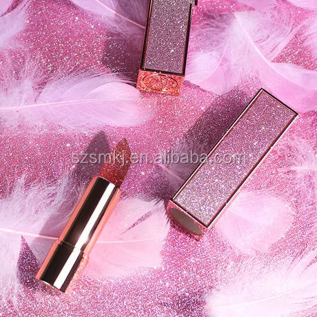 

Manufacturers wholesale cosmetics makeup private label customized waterproof matte lipstick bling bling packaging tube, 4 colors