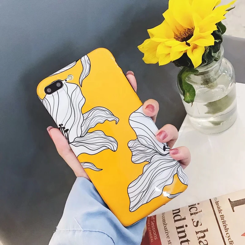 

For iPhone Case Silicone Leaf Flower Phone Case TPU Matte Soft Back Cover for iPhone XR XS Max X 6 6S 7 8 Plus 12 Case Coque