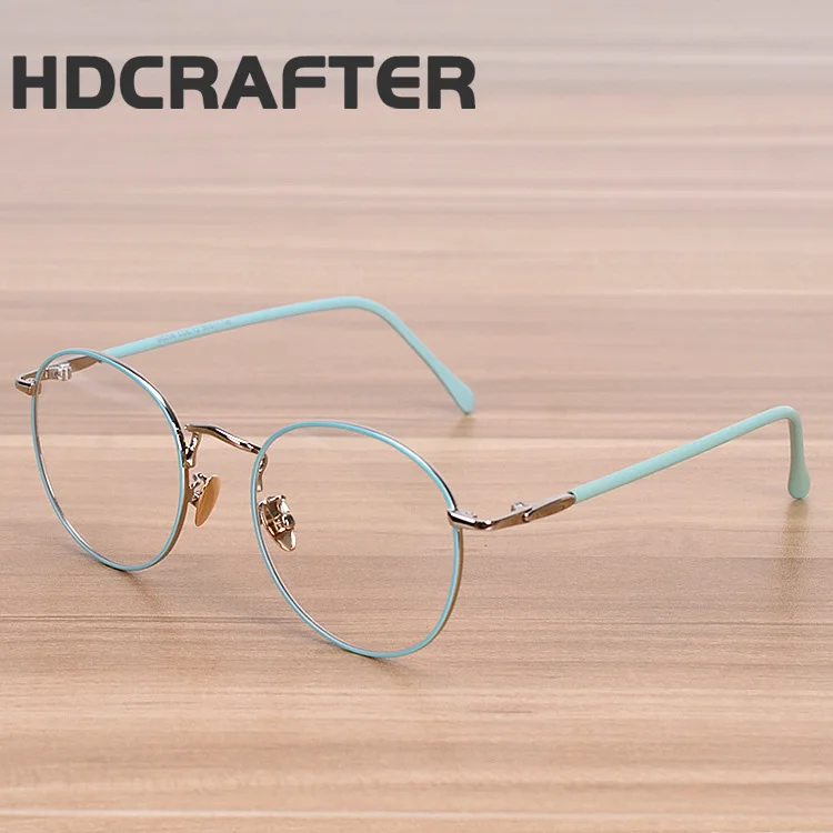 

HDCRAFTER Men and women fine metal glasses frames decorative mirror students round rimmed eyewear