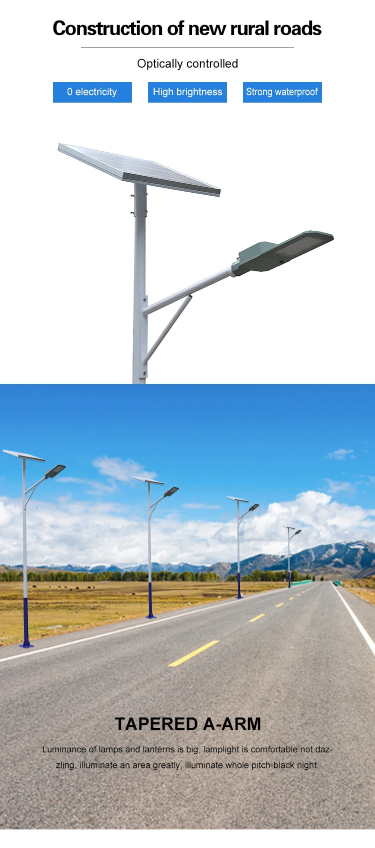 High quality Die casting aluminum outdoor smd waterproof Ip65 30w solar led street light