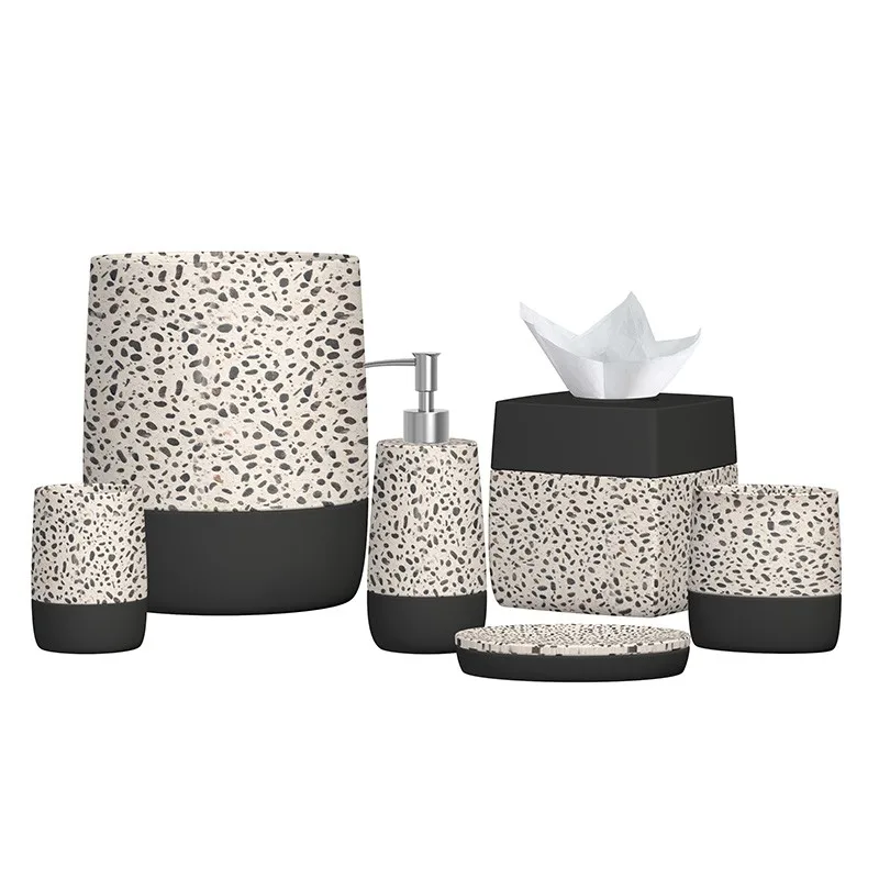 Wholesale Terrazzo Effect Concrete Cement Bathroom Accessories Set