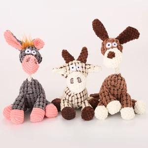 wholesale donkey shape plush dog toy with rope
