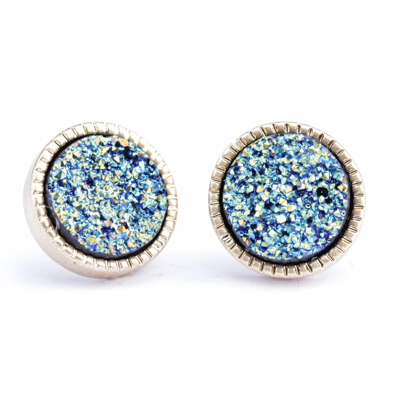 

Fashion rainbow diamond embellished crystal Geometric shape druzy earrings, As the picture show