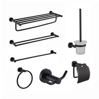 

Matte Black Modern Bathroom Accessories Set Wall Mounted