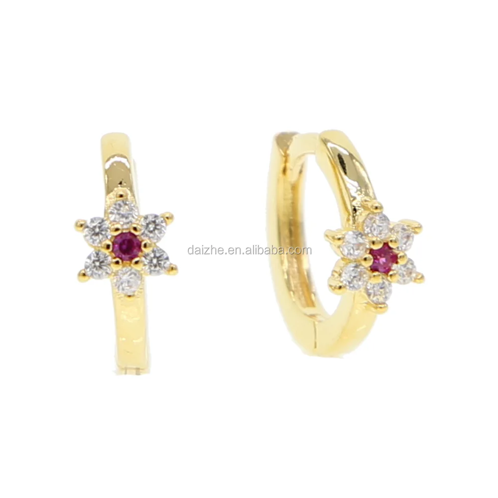 

2018 wholesale factory price aaa cz paved tiny flower earring with rhodium gold plated for girl wedding jewelry gift