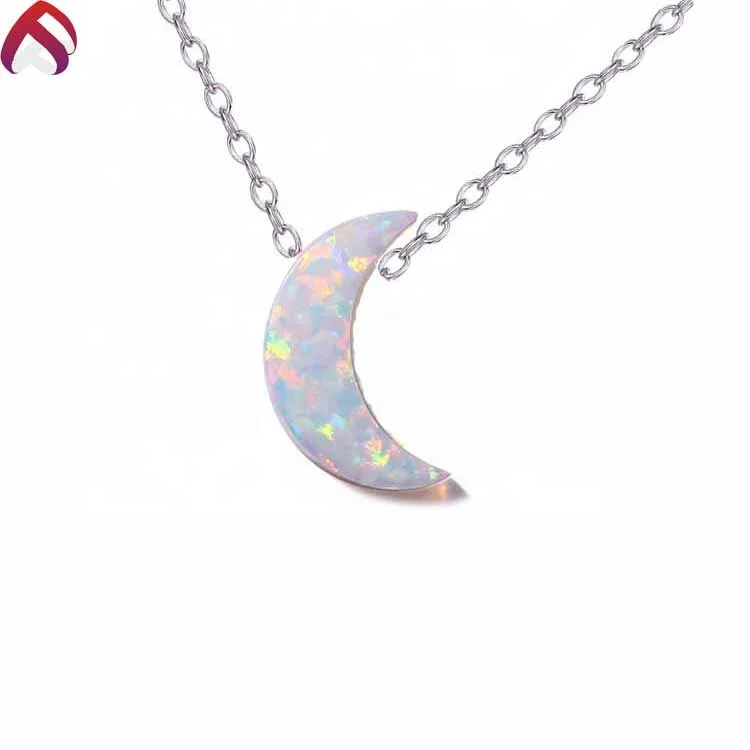 

Factory directly sale Moon shape synthetic white opal loose beads, Fashionable color