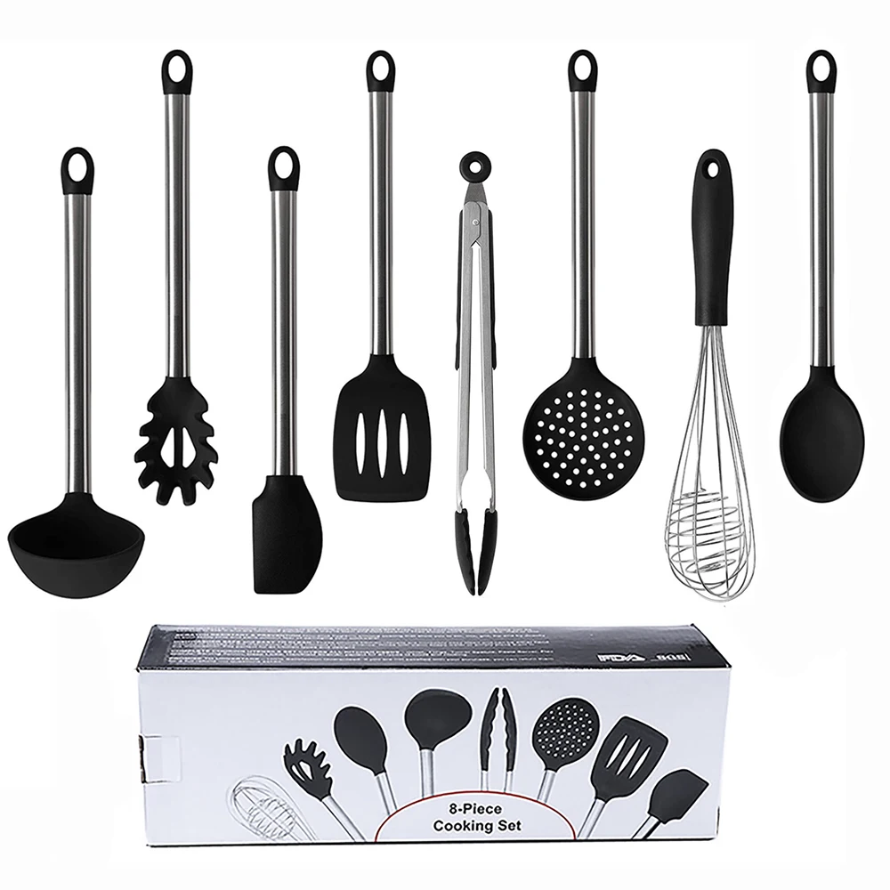 

HiMi High Quality 8 Pieces Silicone Kitchen Utensils Sets/Silicone Kitchenware/Cooking Tools With Stainless Steel Handle, Pantone color