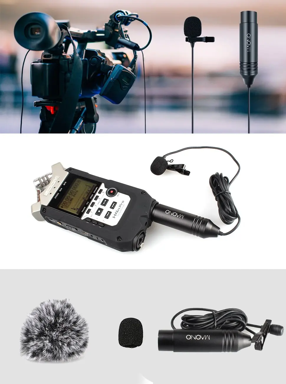 Omni-directional 3pin xlr camera conference microphone tie clip microphone