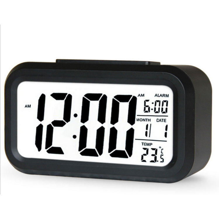 

Large LCD Display Digital Alarm Low Light Sensor Technology Soft Night Light Easy to Set and Watch Digital Alarm Clock, Black/white/blue/green/pink