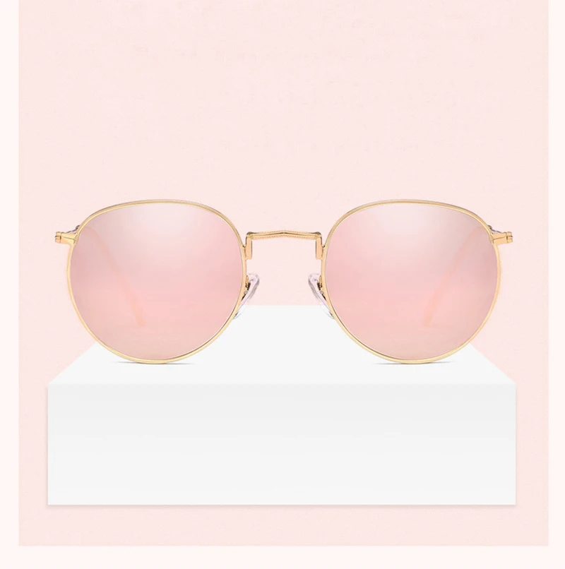 Wholesale Vintage Mirror Smart Round Ray UV400 Unisex Sunglasses Women