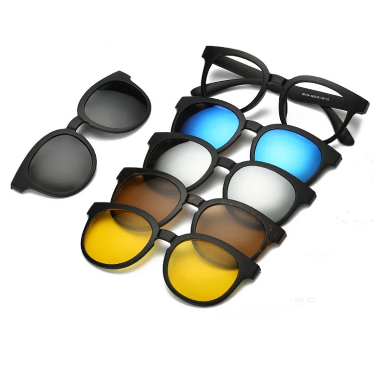 

DLC9010A Round Magnetic Clip on Sunglasses Set With Interchangeable 5 Lenses