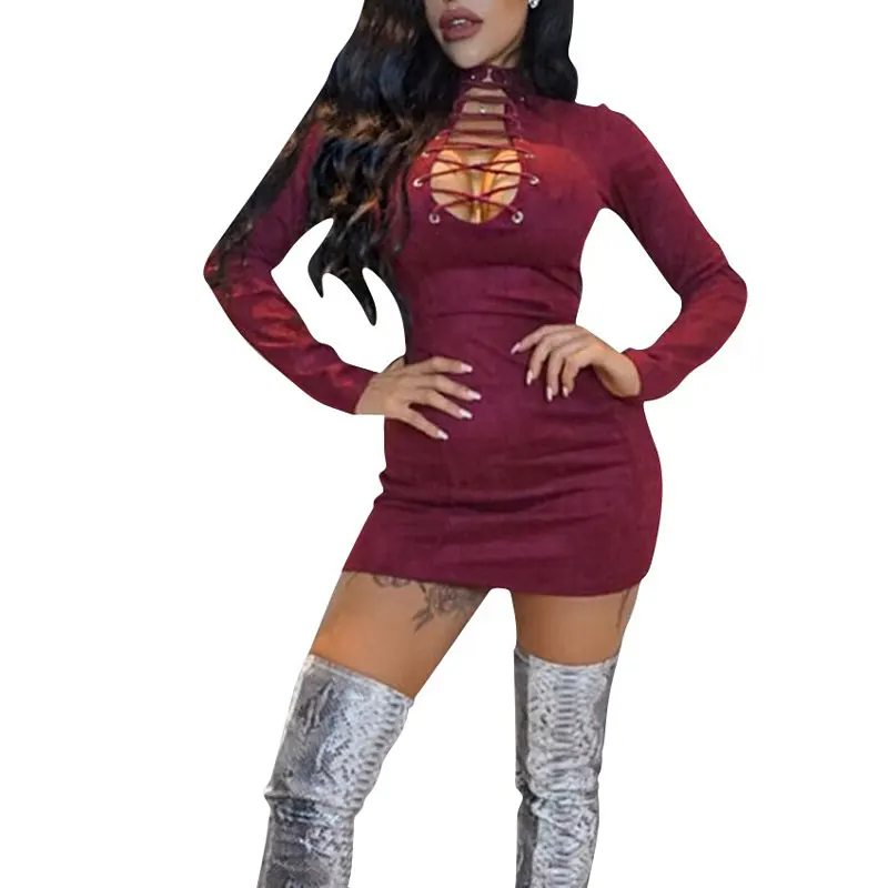 

81203-MX80 sexy bandage bodycon short hot night dress women