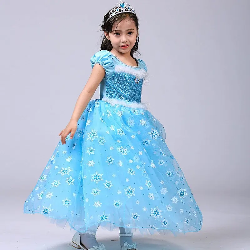 

princess Elsa print sequined dress birty party dress, As picture