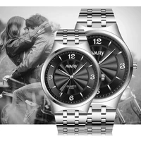 

NARY 6123 Luxury Brand Unique Arabic Numbers Lover's Couple Watches Stainless Steel Watch Men Women Quartz Wristwatches
