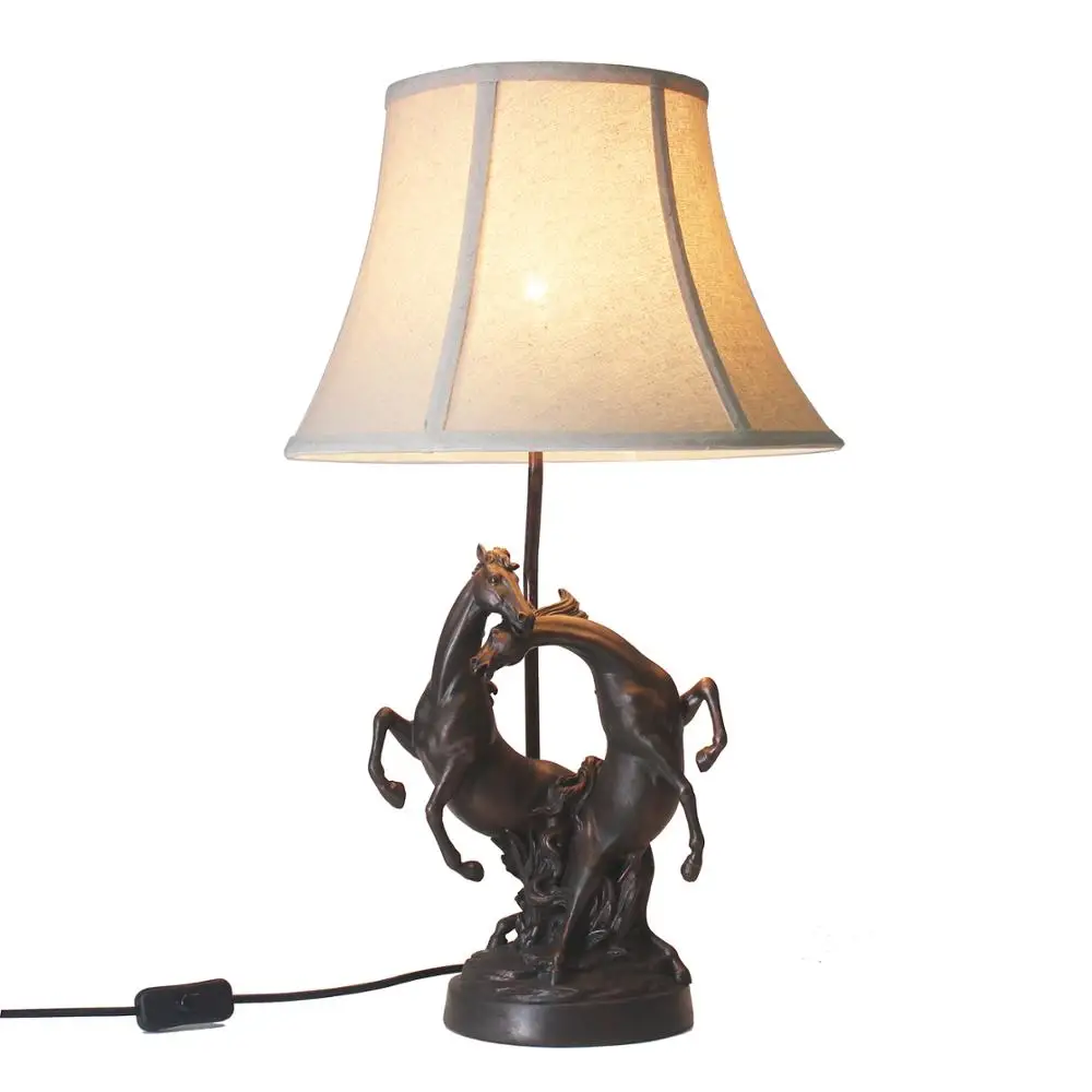 Latest Electric Resin Accent Antique Horse Lamp Bedrooms Boys Room Vintage Neoclassical Horse classic Black Decor lights indoor
