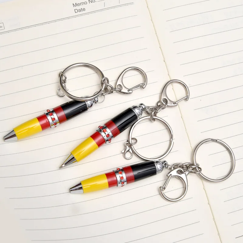 Custom Stationery Gift - Short Tapered Diamante Ballpoint Pen with Keychain