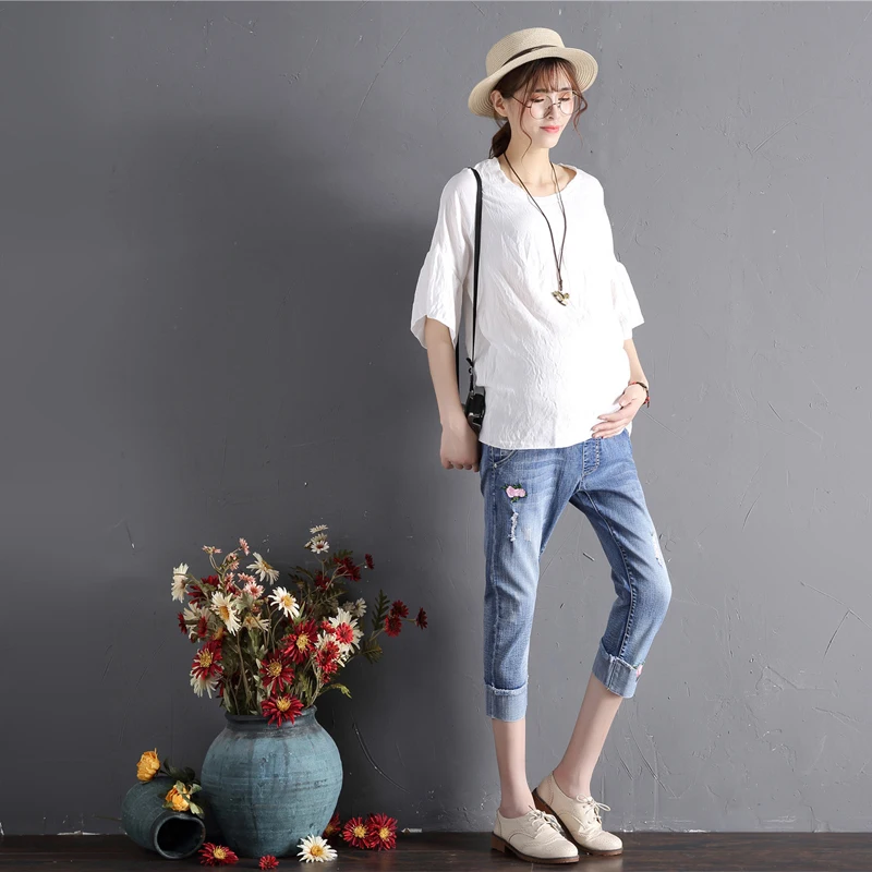 

Maternity Denims Skinny Pregnancy Pants Adjustable Belly Jeans Trousers for Pregnant Women Spring Summer Wear Plus Size