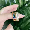 factory price 14k gold plated rainbow baguette ring