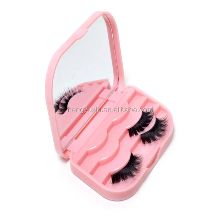 

Pink Lash Organizer Eyelash Custom Eyelash Box With Mirror