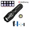Portable Ultra Bright Handheld LED Flashlight with Adjustable Focus and 5 Light Modes zoom focus 26650 cree led torch