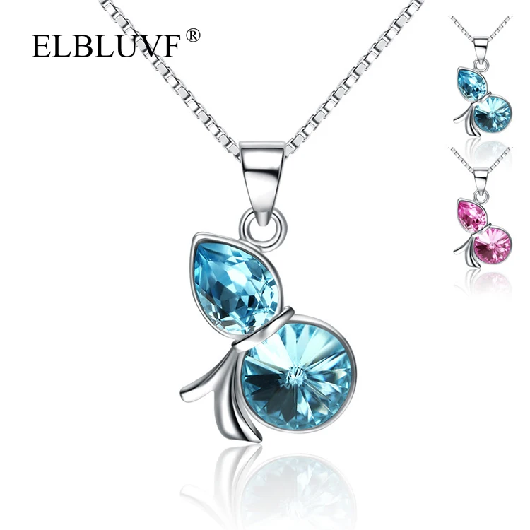 

ELBLUVF 925 Sterling Silver Wholesale Latest Design Gourd Pendant Jewellery For Christmas Gift, Blue / pink