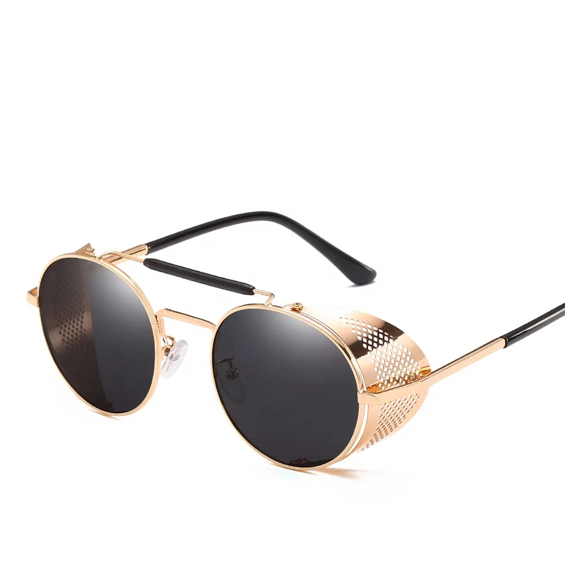 

New Fashion women men metal promotional glasses round retro vintage steampunk sunglasses