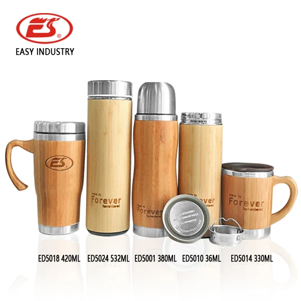 

High quality custom bamboo 450ml BPA free thermos tumbler water bottle coffee water mugs tumbler, Natural bamboo color