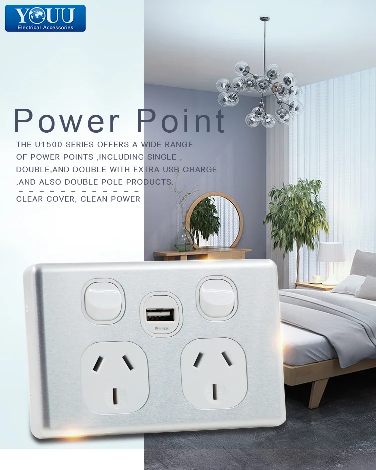 YOUU Ideal 3 Gang 2 Way Electrical Sockets Australian wall switch 3 Gang 2 Way Switch Socket